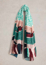 Patchwork Scarf with Geometric Design in Viscose Liva Eco