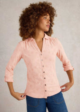 Annie pink shirt with fairtrade cotton embroidery