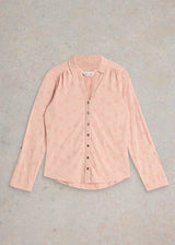 Annie pink shirt with fairtrade cotton embroidery