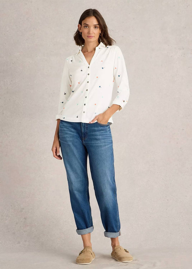 Annie Ivory Embroidered Fairtrade Cotton Shirt