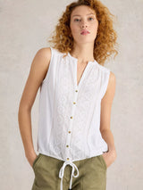 Organic Cotton Tulip Embroidery Sleeveless Shirt