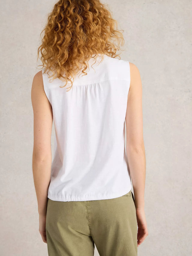 Organic Cotton Tulip Embroidery Sleeveless Shirt