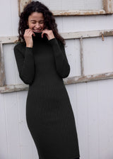 High Neck Dress in Organic Wool and Cotton