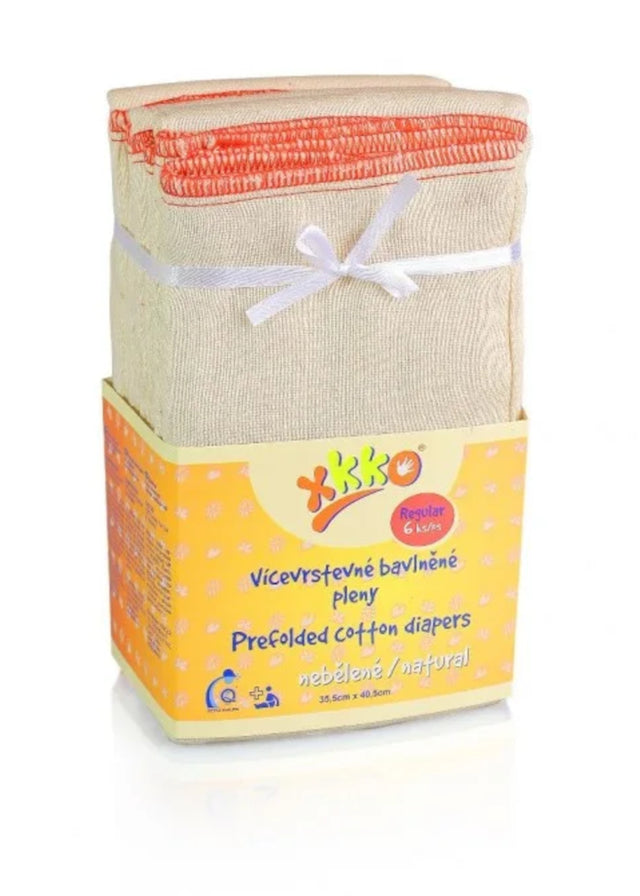 Washable nappy Prefold natural cotton SET 6 pieces Regular