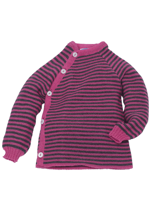 Striped kimono sweater in organic merino wool