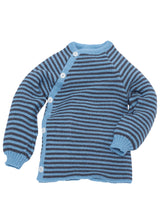 Striped kimono sweater in organic merino wool