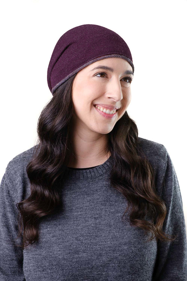 Cappello Bicolore unisex in pura baby alpaca