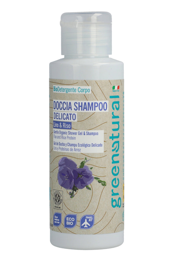 Shampoo doccia eco-bio Lino e proteine del Riso - 100ml