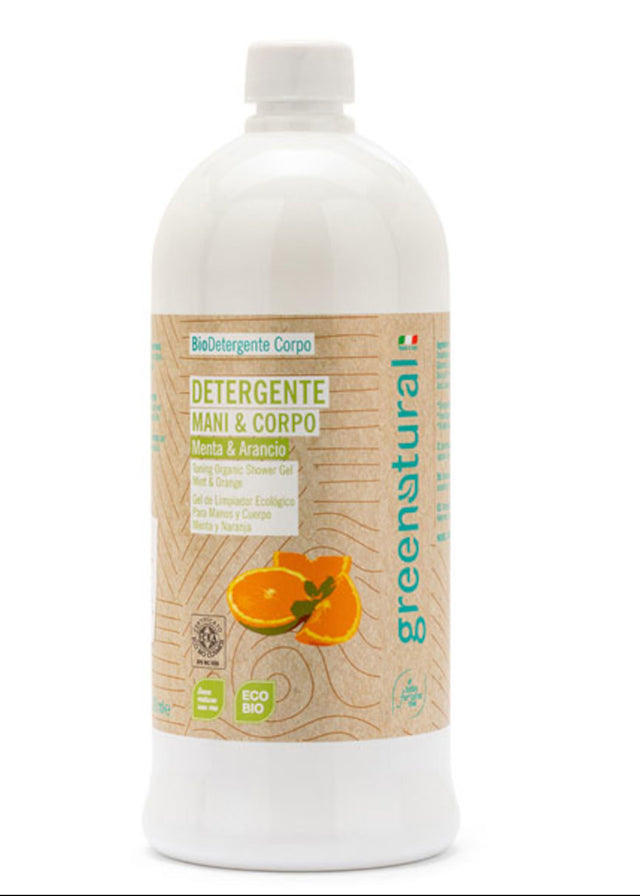 Eco-organic hand and body cleanser with Mint and Orange - 1 lt