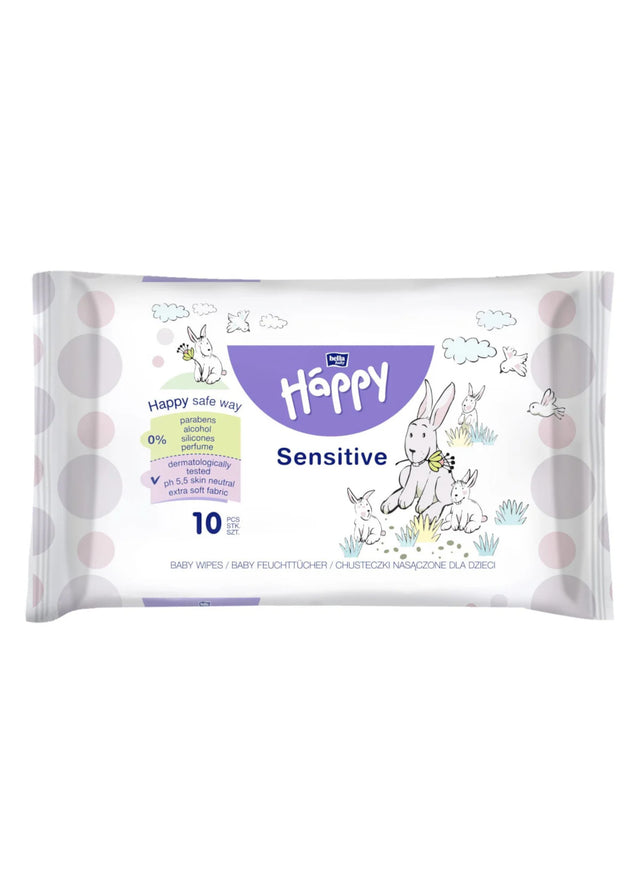 Salviette Sensitive Happy BellaBaby - 10 pezzi