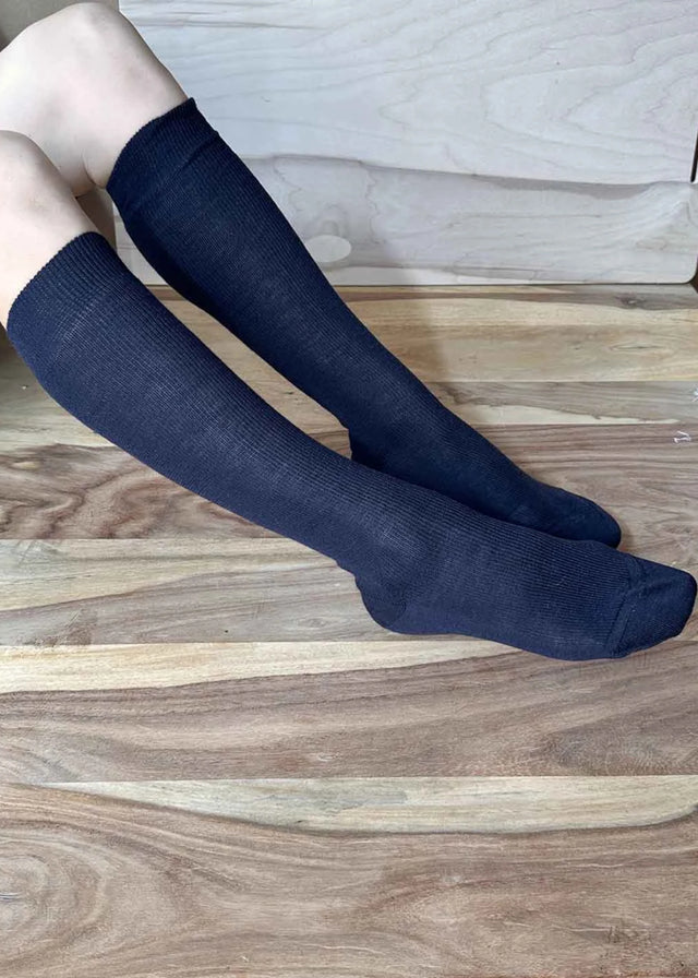 Blue long socks in natural wool