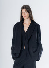 Blazer Over Nero da donna in lana responsabile