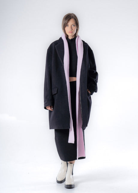 Black women's coat in pure recycled wool