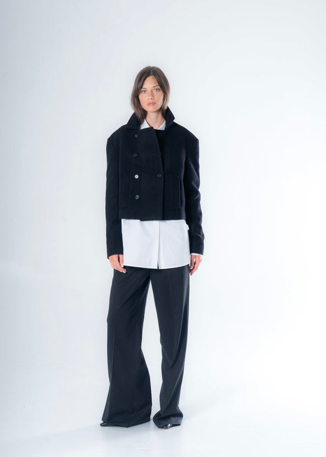 Women's 8-button jacket in pure recycled wool