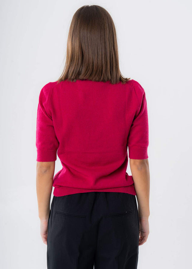 Women's short-sleeved sweater in pure cashmere