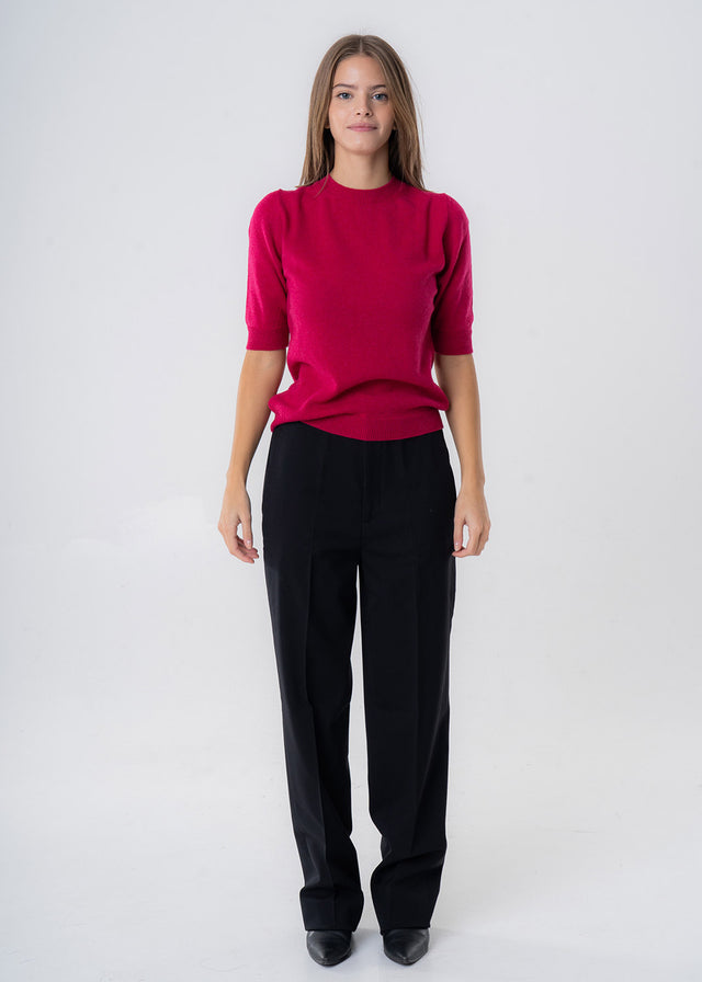 Women's short-sleeved sweater in pure cashmere