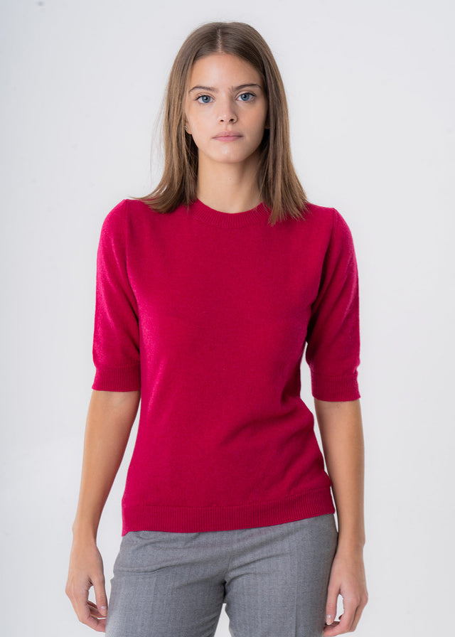 Women's short-sleeved sweater in pure cashmere