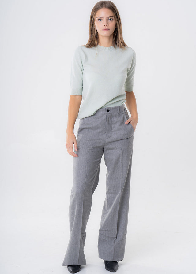 Women's short-sleeved sweater in pure cashmere