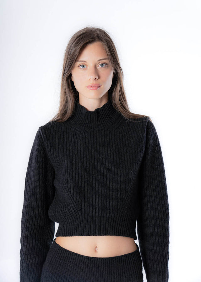 Women's Short Turtleneck Sweater in Responsible Wool and Cashmere