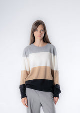 Maglione over righe basic in lana responsabile e cashmere