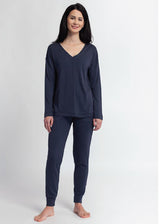 Pigiama Soft&Warm a V da donna in Tencel e cotone