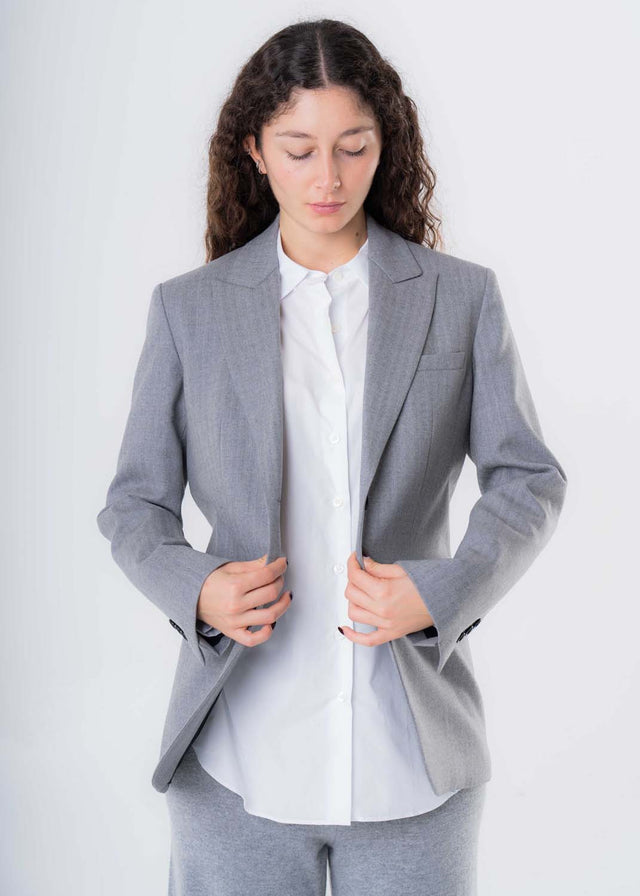 Blazer Over Grigio da donna in lana responsabile