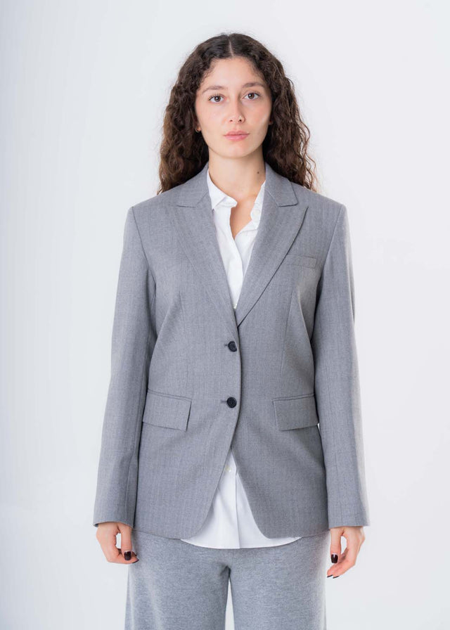 Blazer Over Grigio da donna in lana responsabile