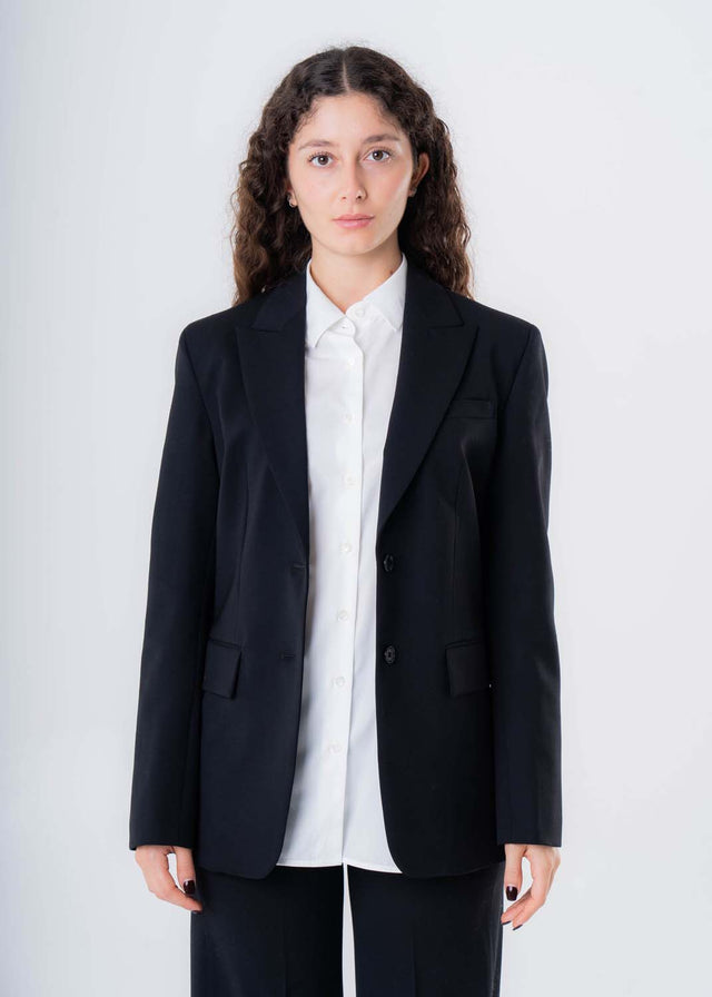 Blazer Over Nero da donna in lana responsabile