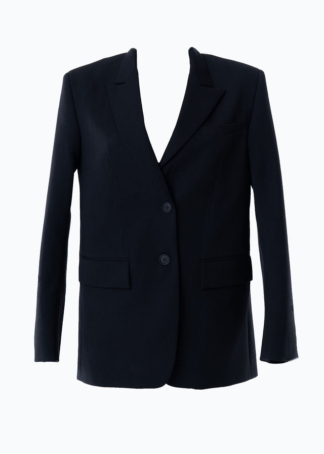 Blazer Over Nero da donna in lana responsabile