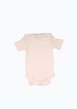 Short sleeve bodysuit for babies in organic wool and silk