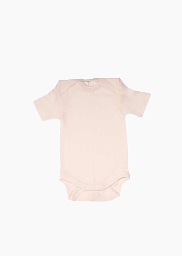 Short sleeve bodysuit for babies in organic wool and silk