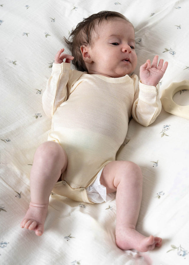 Pure Wild Silk long sleeve bodysuit for newborns