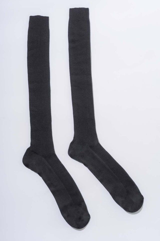 Lightweight long socks in GRAY/BLACK dyed organic cotton