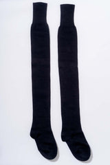 Black above-the-knee long socks in organic cotton