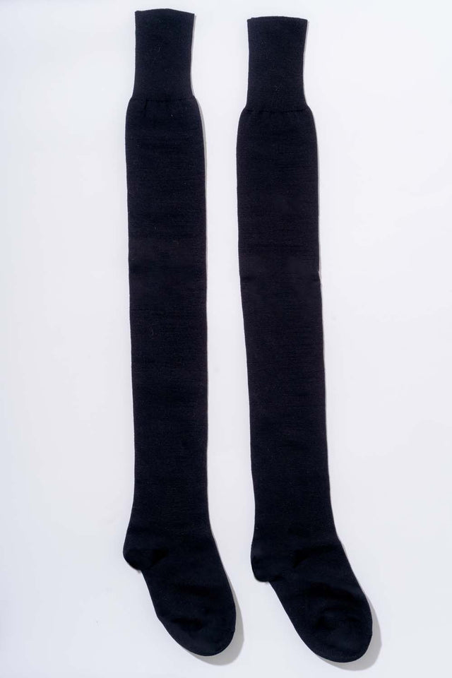 Black above-the-knee long socks in organic cotton