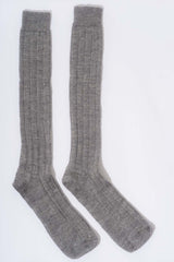 Moretto organic wool and cotton long socks - Grey