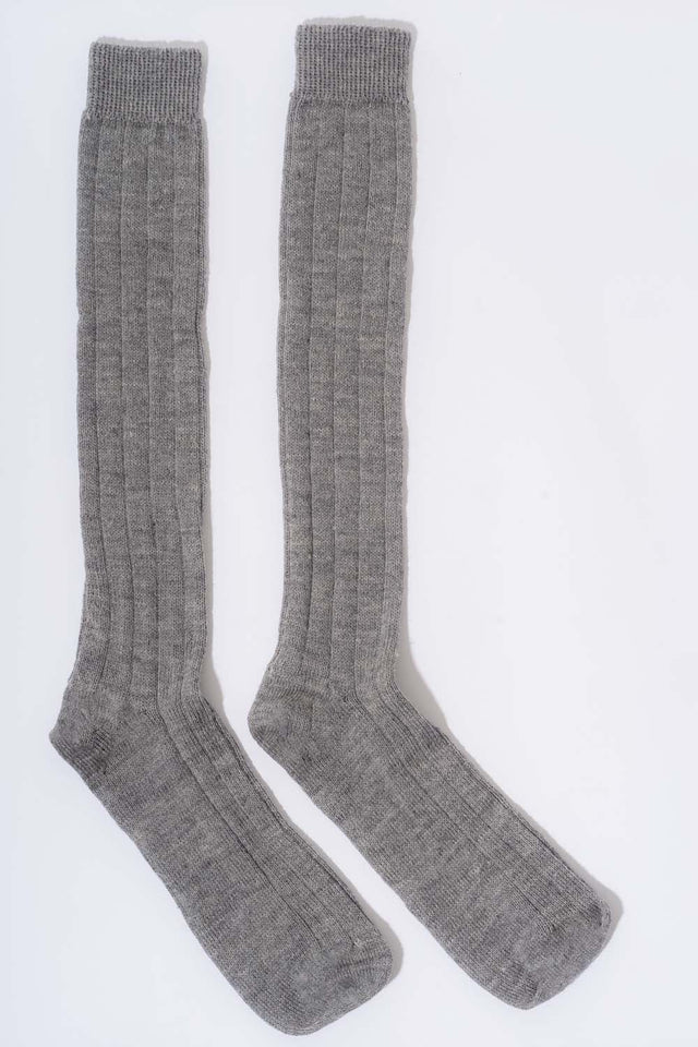 Moretto organic wool and cotton long socks - Grey