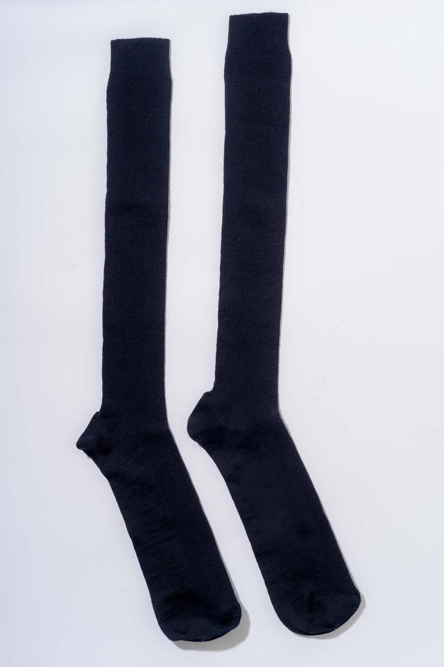 Blue long socks in natural wool