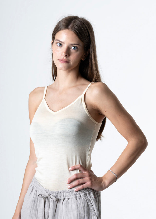 Fine pure Wild Silk shoulder tank top for women