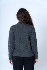 Cardigan asimmetrico da donna in lana merinos supersoft con bottoni