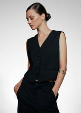 Women's Black Vest in Responsible Wool