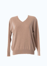 Oversized V-neck sweater in responsible wool and cashmere