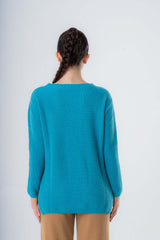 Maglione a coste da donna in Cashmere riciclato