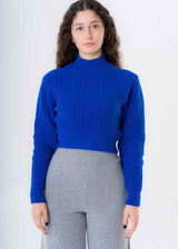 Maglione Dolcevita short da donna in lana responsabile e cashmere