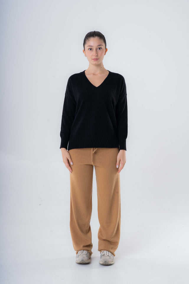 Women's Recycled Cashmere Midi V-Neck Sweater