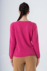 Maglione Scollo a V midi da donna in Cashmere riciclato