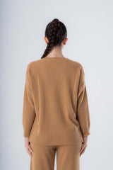 Maglione Scollo a V Over da donna in Cashmere riciclato