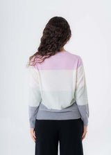 Maglione over righe pastello in lana responsabile e cashmere