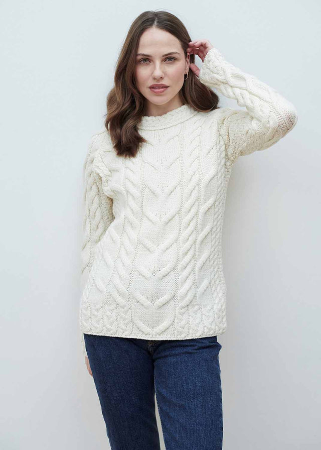 Maglione raglan a coste da donna in lana merinos supersoft