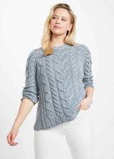 Maglione raglan a coste da donna in lana merinos supersoft